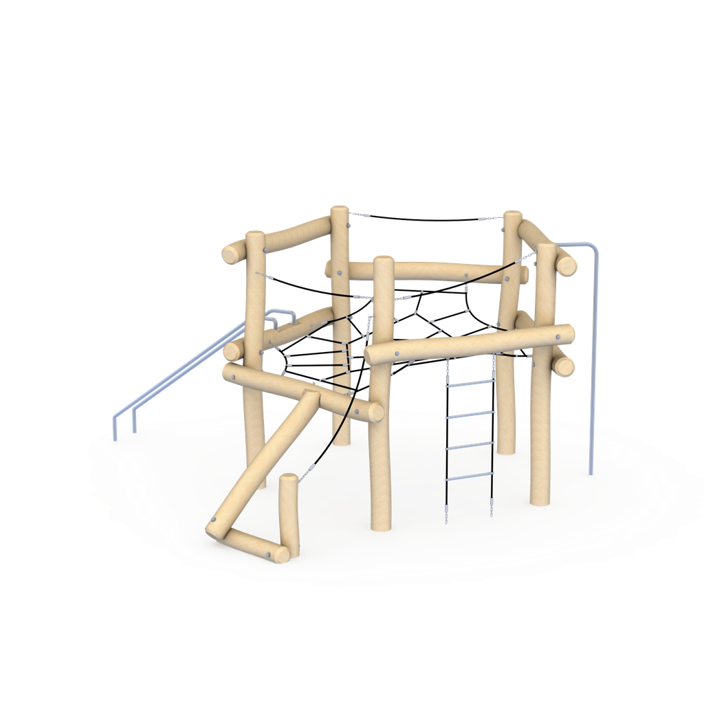 Outdoor street workout rig with pull-up bars and dip stations